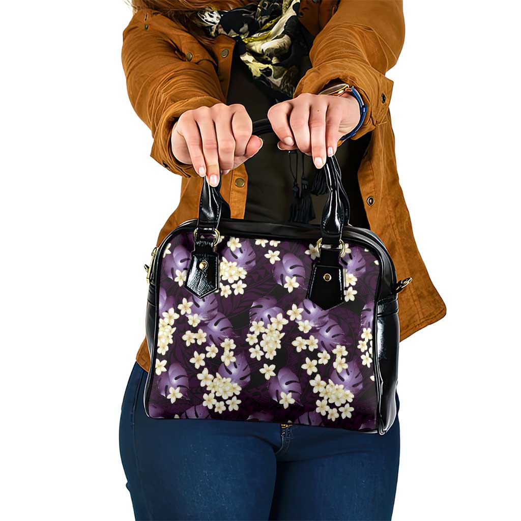 Purple Tropical Hawaii Shoulder Handbag Seamless Monstera Plumeria Hawaiian Pattern LT14 One Size Purple - Polynesian Pride