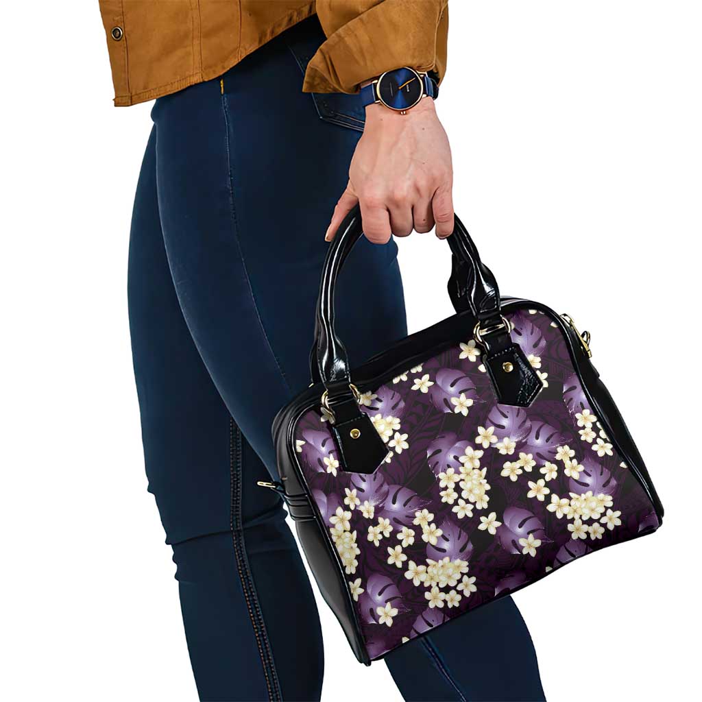 Purple Tropical Hawaii Shoulder Handbag Seamless Monstera Plumeria Hawaiian Pattern LT14 - Polynesian Pride