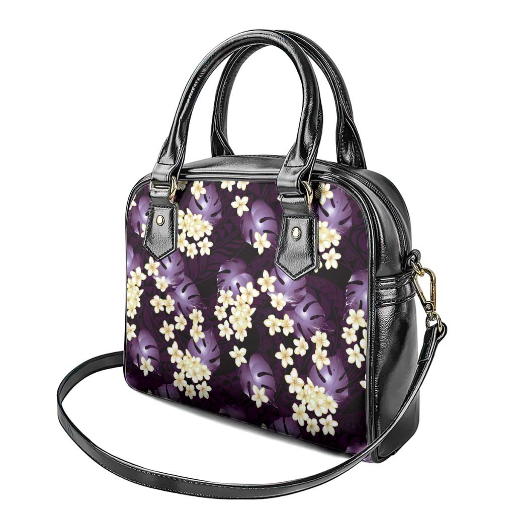 Purple Tropical Hawaii Shoulder Handbag Seamless Monstera Plumeria Hawaiian Pattern LT14 - Polynesian Pride
