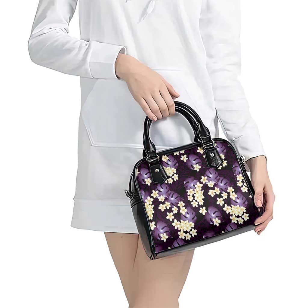 Purple Tropical Hawaii Shoulder Handbag Seamless Monstera Plumeria Hawaiian Pattern LT14 - Polynesian Pride