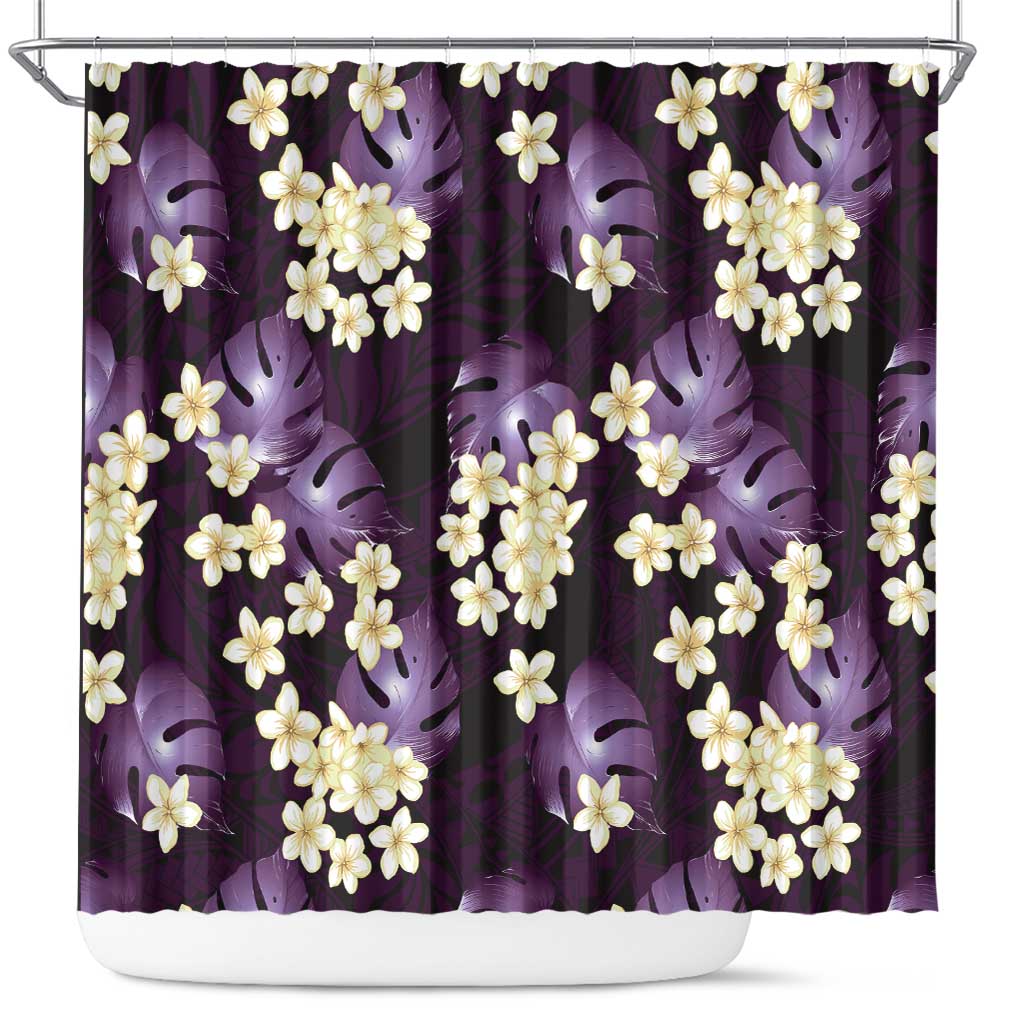 Purple Tropical Hawaii Shower Curtain Seamless Monstera Plumeria Hawaiian Pattern LT14 Purple - Polynesian Pride