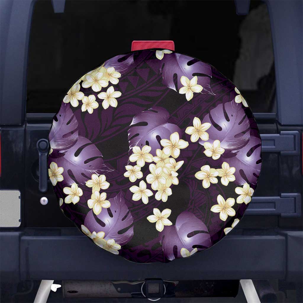 Purple Tropical Hawaii Spare Tire Cover Seamless Monstera Plumeria Hawaiian Pattern - Polynesian Pride