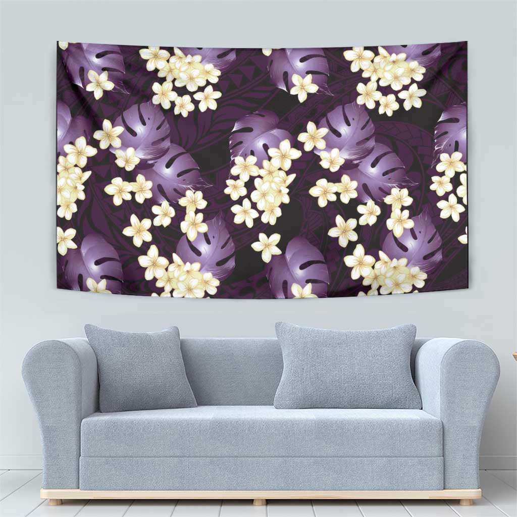 Purple Tropical Hawaii Tapestry Seamless Monstera Plumeria Hawaiian Pattern LT14 - Polynesian Pride