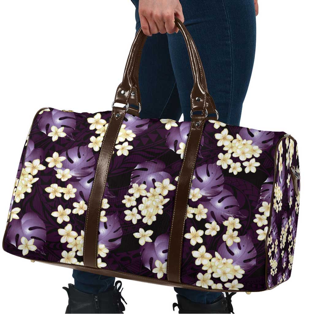 Purple Tropical Hawaii Travel Bag Seamless Monstera Plumeria Hawaiian Pattern - Polynesian Pride