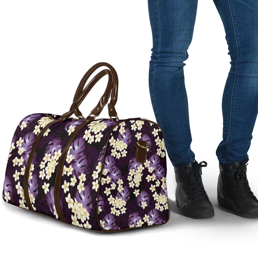 Purple Tropical Hawaii Travel Bag Seamless Monstera Plumeria Hawaiian Pattern - Polynesian Pride