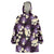 Purple Tropical Hawaii Wearable Blanket Hoodie Seamless Monstera Plumeria Hawaiian Pattern - Polynesian Pride