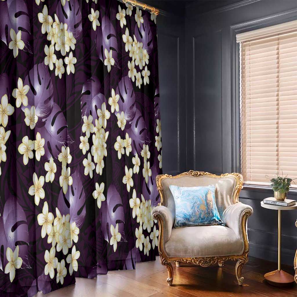 Purple Tropical Hawaii Window Curtain Seamless Monstera Plumeria Hawaiian Pattern LT14 - Polynesian Pride