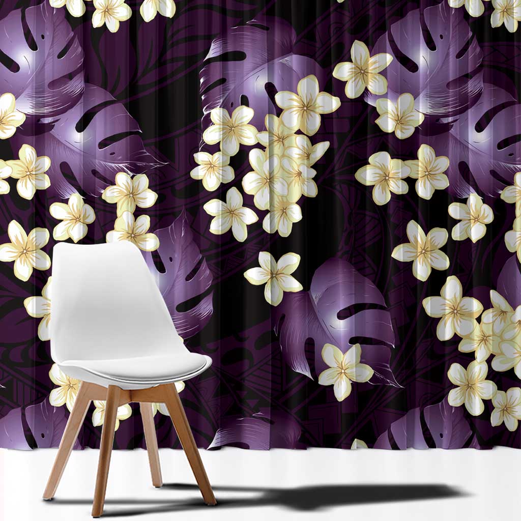 Purple Tropical Hawaii Window Curtain Seamless Monstera Plumeria Hawaiian Pattern LT14 - Polynesian Pride