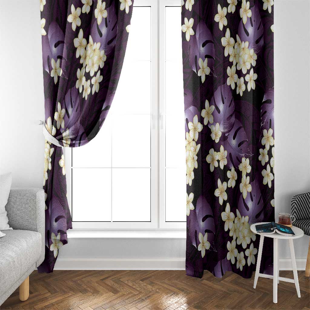 Purple Tropical Hawaii Window Curtain Seamless Monstera Plumeria Hawaiian Pattern LT14 - Polynesian Pride