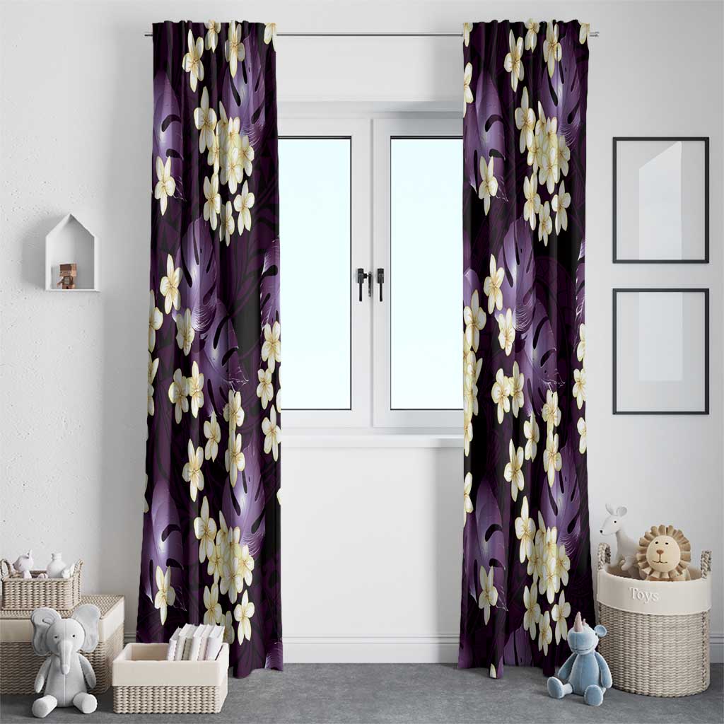 Purple Tropical Hawaii Window Curtain Seamless Monstera Plumeria Hawaiian Pattern LT14 - Polynesian Pride