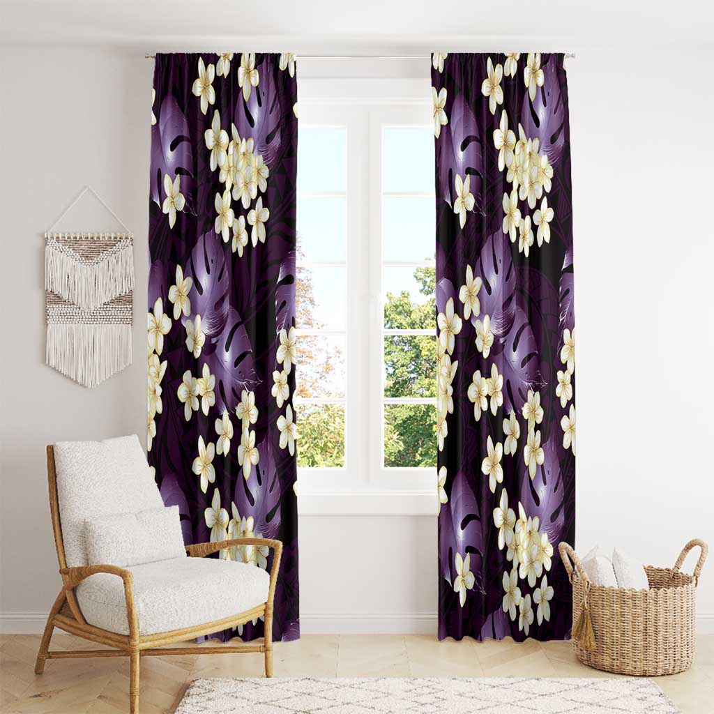 Purple Tropical Hawaii Window Curtain Seamless Monstera Plumeria Hawaiian Pattern LT14 - Polynesian Pride
