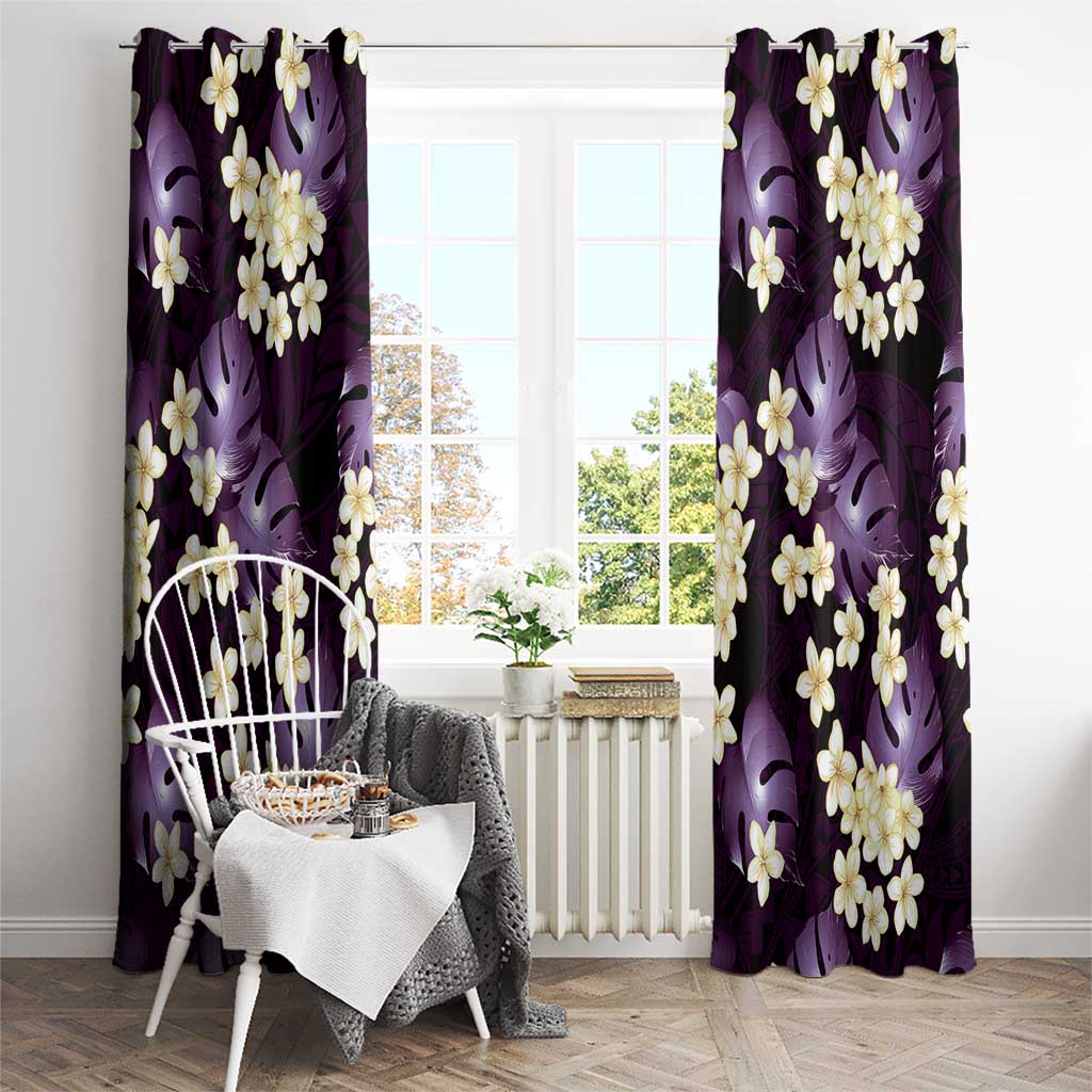 Purple Tropical Hawaii Window Curtain Seamless Monstera Plumeria Hawaiian Pattern LT14 - Polynesian Pride