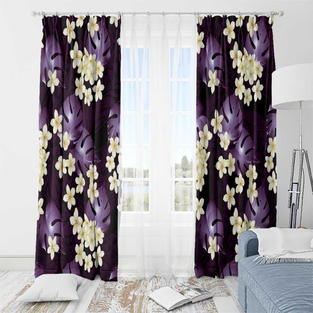 Purple Tropical Hawaii Window Curtain Seamless Monstera Plumeria Hawaiian Pattern LT14 - Polynesian Pride