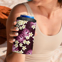 Pink Tropical Hawaii 4 in 1 Can Cooler Tumbler Seamless Monstera Plumeria Hawaiian Pattern - Polynesian Pride
