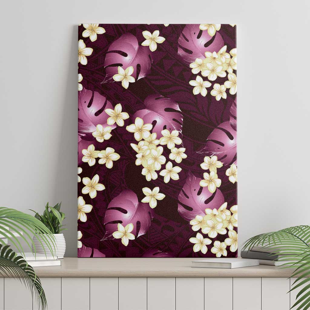 Pink Tropical Hawaii Canvas Wall Art Seamless Monstera Plumeria Hawaiian Pattern - Polynesian Pride