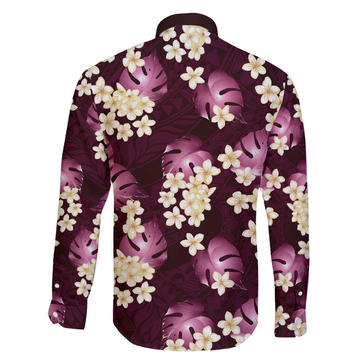 Pink Tropical Hawaii Family Matching Off The Shoulder Long Sleeve Dress and Hawaiian Shirt Seamless Monstera Plumeria Hawaiian Pattern - Polynesian Pride