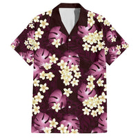 Pink Tropical Hawaii Family Matching Puletasi and Hawaiian Shirt Seamless Monstera Plumeria Hawaiian Pattern LT14 Dad's Shirt - Short Sleeve Pink - Polynesian Pride