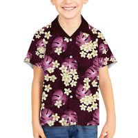 Pink Tropical Hawaii Family Matching Puletasi and Hawaiian Shirt Seamless Monstera Plumeria Hawaiian Pattern LT14 Son's Shirt Pink - Polynesian Pride