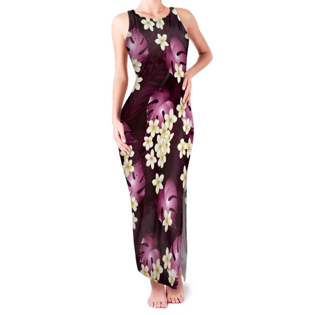 Pink Tropical Hawaii Family Matching Tank Maxi Dress and Hawaiian Shirt Seamless Monstera Plumeria Hawaiian Pattern - Polynesian Pride