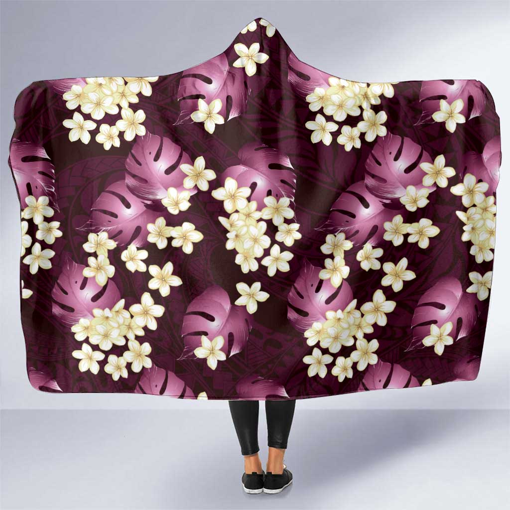 Pink Tropical Hawaii Hooded Blanket Seamless Monstera Plumeria Hawaiian Pattern LT14 One Size Pink - Polynesian Pride