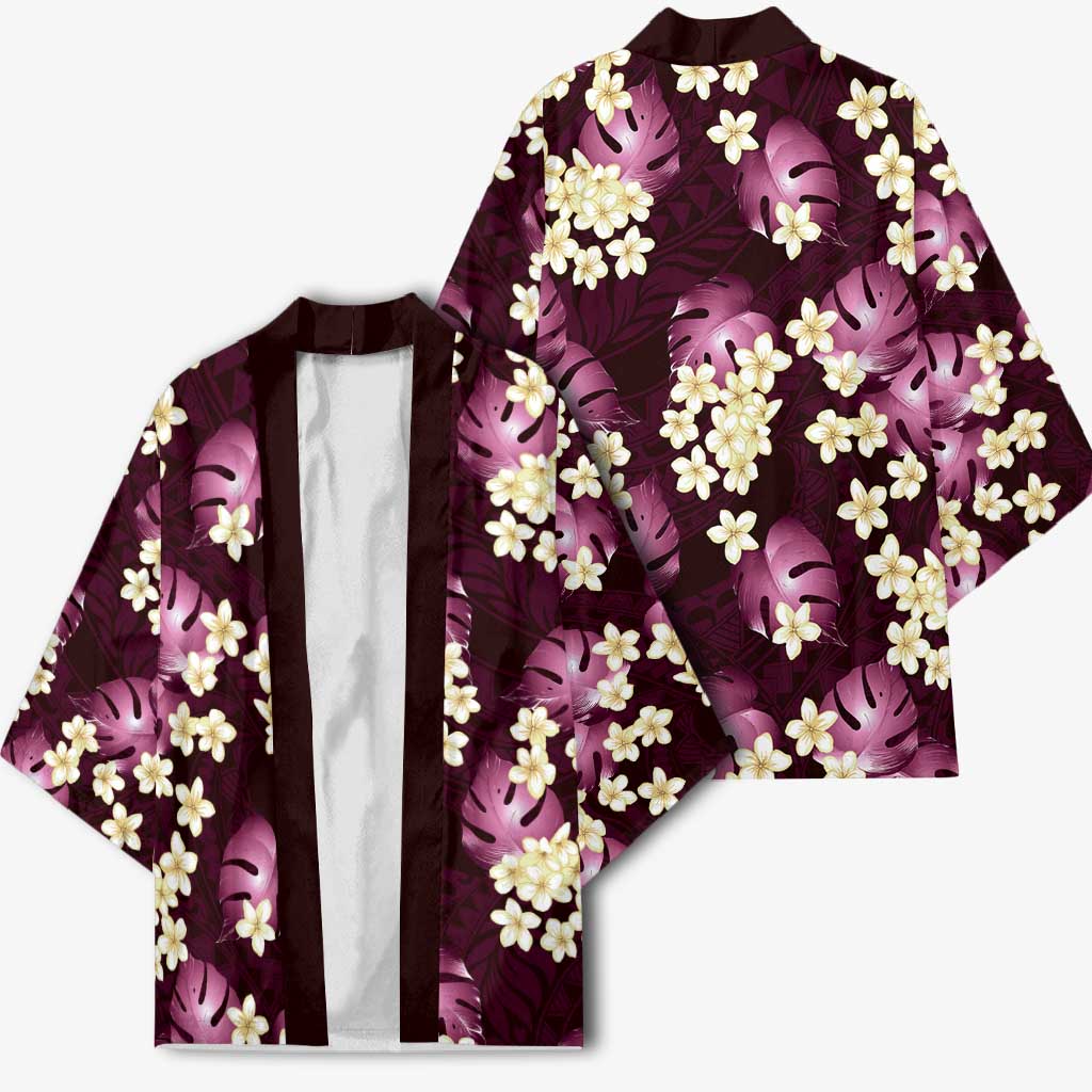 Pink Tropical Hawaii Kimono Seamless Monstera Plumeria Hawaiian Pattern - Polynesian Pride