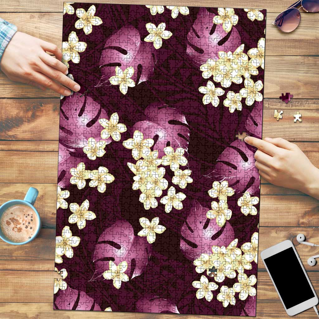 Pink Tropical Hawaii Puzzle Seamless Monstera Plumeria Hawaiian Pattern LT14 Pink - Polynesian Pride