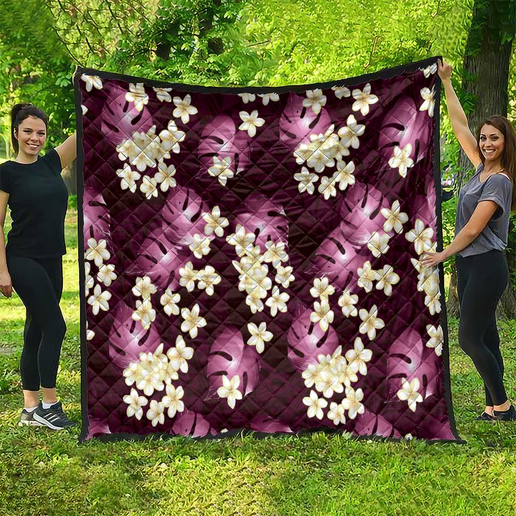 Pink Tropical Hawaii Quilt Seamless Monstera Plumeria Hawaiian Pattern - Polynesian Pride