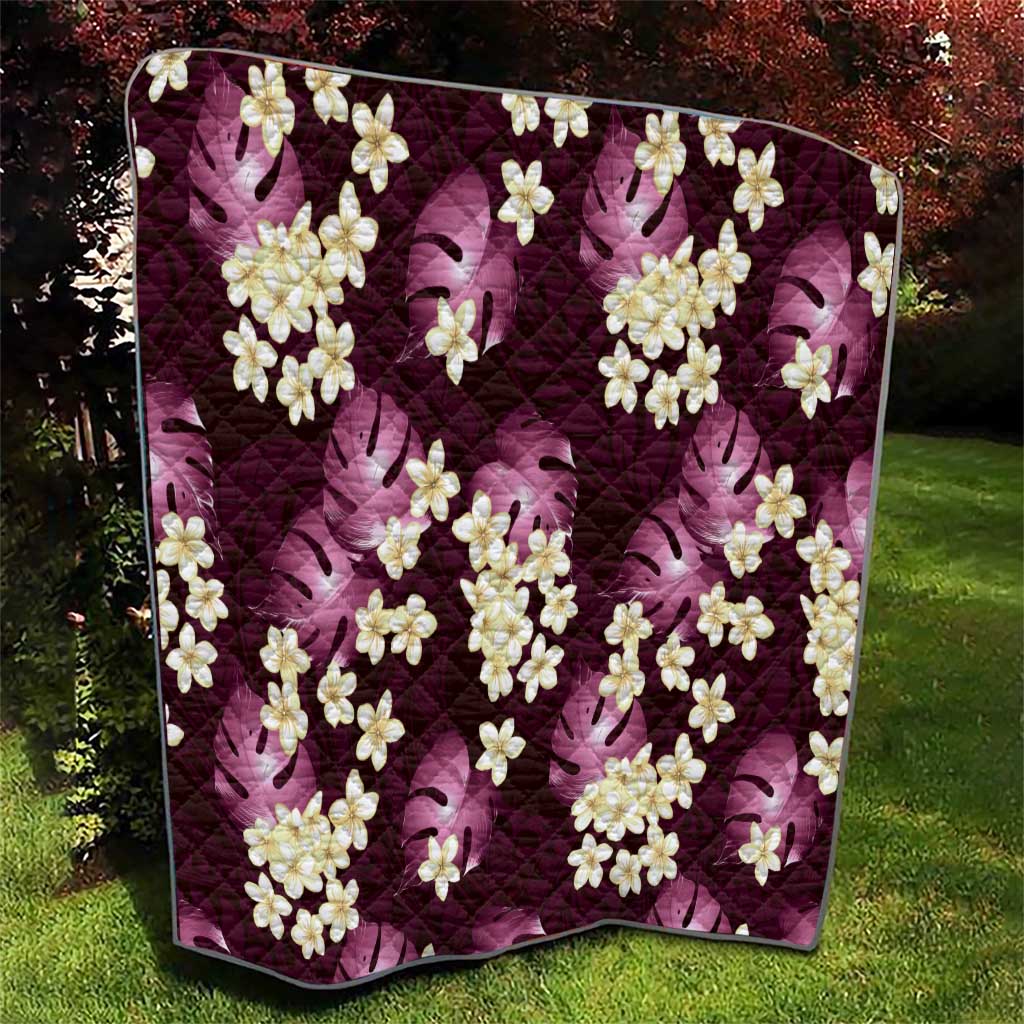 Pink Tropical Hawaii Quilt Seamless Monstera Plumeria Hawaiian Pattern - Polynesian Pride