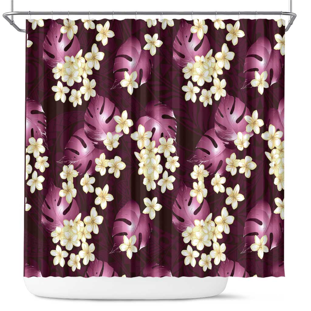 Pink Tropical Hawaii Shower Curtain Seamless Monstera Plumeria Hawaiian Pattern LT14 Pink - Polynesian Pride