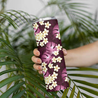 Pink Tropical Hawaii Skinny Tumbler Seamless Monstera Plumeria Hawaiian Pattern - Polynesian Pride