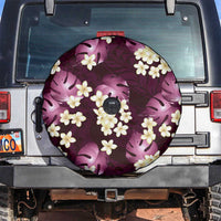 Pink Tropical Hawaii Spare Tire Cover Seamless Monstera Plumeria Hawaiian Pattern - Polynesian Pride