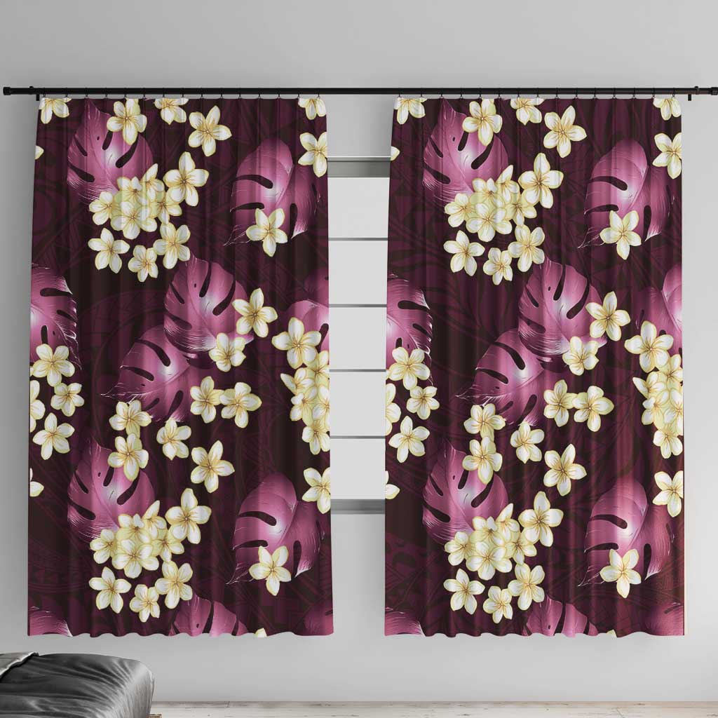 Pink Tropical Hawaii Window Curtain Seamless Monstera Plumeria Hawaiian Pattern LT14 With Hooks Pink - Polynesian Pride