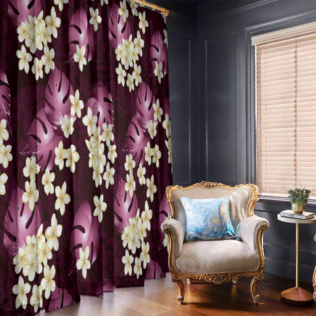 Pink Tropical Hawaii Window Curtain Seamless Monstera Plumeria Hawaiian Pattern LT14 - Polynesian Pride