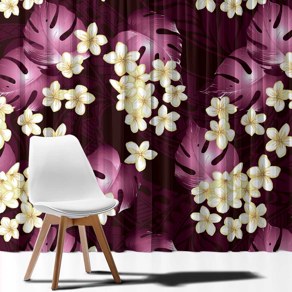 Pink Tropical Hawaii Window Curtain Seamless Monstera Plumeria Hawaiian Pattern LT14 - Polynesian Pride
