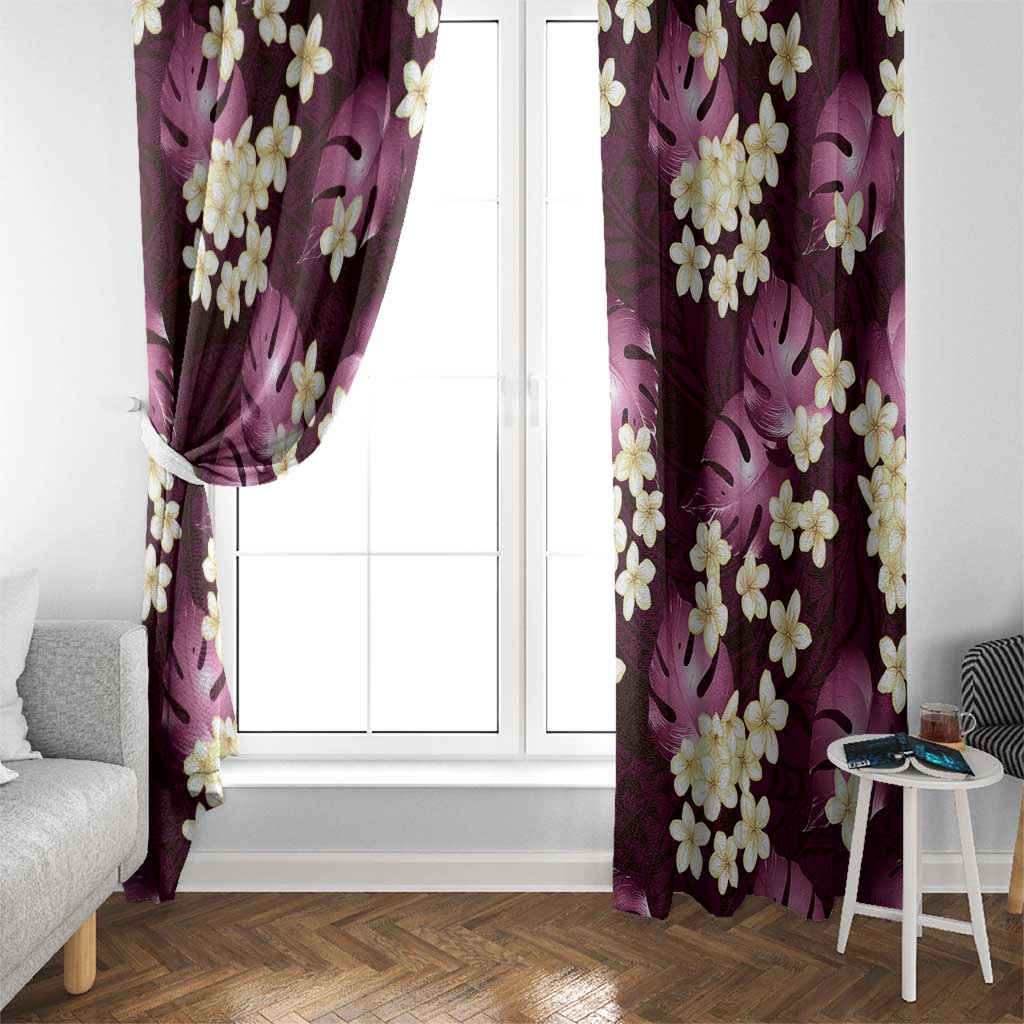 Pink Tropical Hawaii Window Curtain Seamless Monstera Plumeria Hawaiian Pattern LT14 - Polynesian Pride
