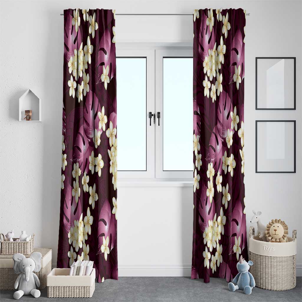 Pink Tropical Hawaii Window Curtain Seamless Monstera Plumeria Hawaiian Pattern LT14 - Polynesian Pride