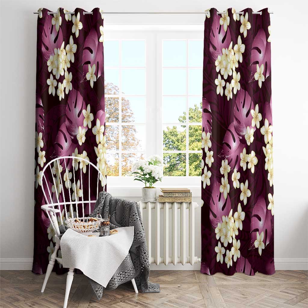 Pink Tropical Hawaii Window Curtain Seamless Monstera Plumeria Hawaiian Pattern LT14 - Polynesian Pride