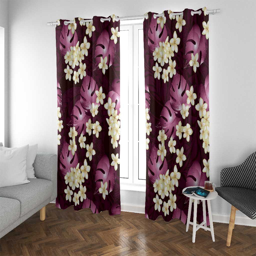 Pink Tropical Hawaii Window Curtain Seamless Monstera Plumeria Hawaiian Pattern LT14 With Grommets Pink - Polynesian Pride