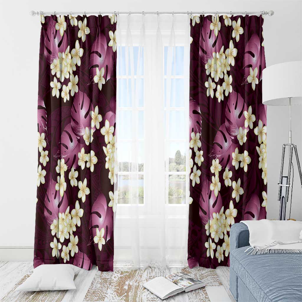 Pink Tropical Hawaii Window Curtain Seamless Monstera Plumeria Hawaiian Pattern LT14 - Polynesian Pride