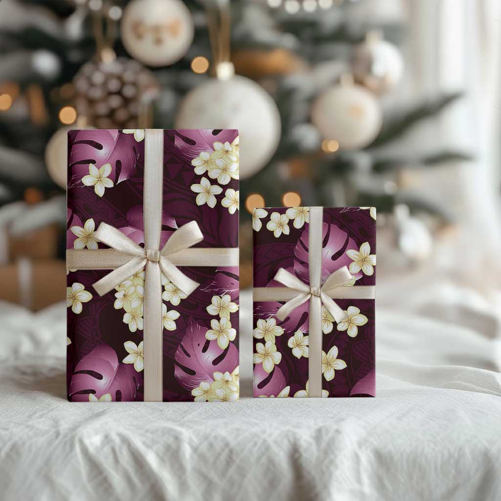 Pink Tropical Hawaii Wrapping Paper Seamless Monstera Plumeria Hawaiian Pattern - Polynesian Pride