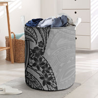 Black Gray Polynesia Tropical Flowers Laundry Basket LT14 Gray - Polynesian Pride