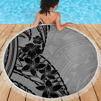 Black Gray Polynesia Tropical Flowers Beach Blanket LT14 - Polynesian Pride