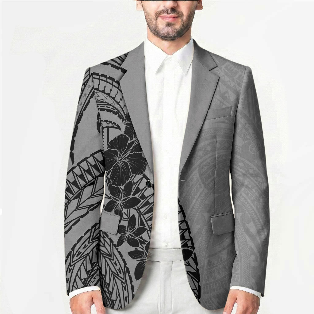 Black Gray Polynesia Tropical Flowers Blazer LT14 - Polynesian Pride
