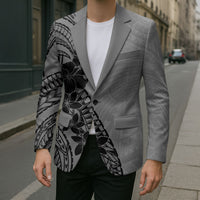 Black Gray Polynesia Tropical Flowers Blazer LT14 - Polynesian Pride