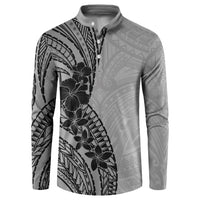 Black Gray Polynesia Tropical Flowers Button Sweatshirt LT14 Gray - Polynesian Pride