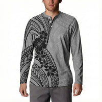 Black Gray Polynesia Tropical Flowers Button Sweatshirt LT14 - Polynesian Pride