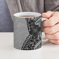 Black Gray Polynesia Tropical Flowers Ceramic Mug LT14 - Polynesian Pride