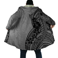 Black Gray Polynesia Tropical Flowers Cloak LT14 - Polynesian Pride