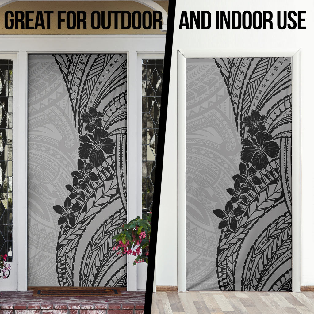 Black Gray Polynesia Tropical Flowers Door Cover LT14 - Polynesian Pride