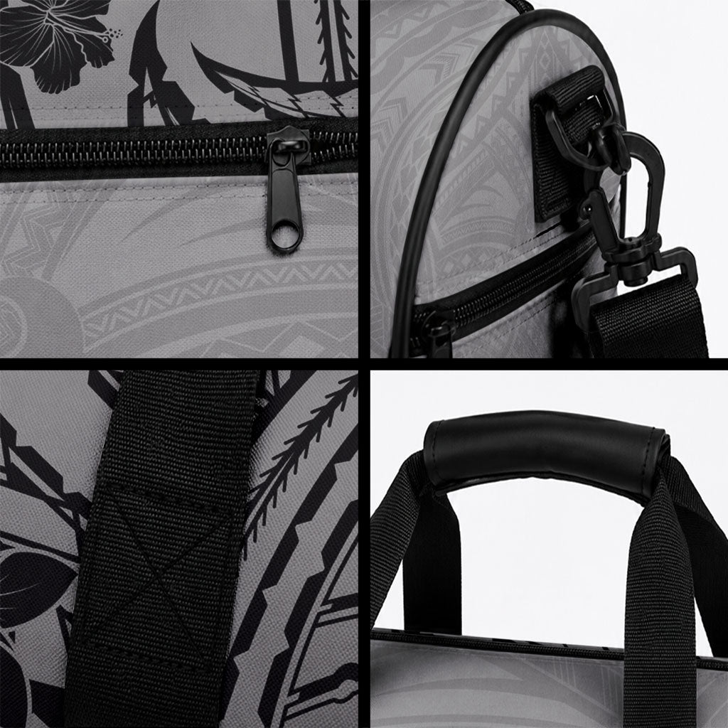 Black Gray Polynesia Tropical Flowers Duffle Bag LT14 - Polynesian Pride
